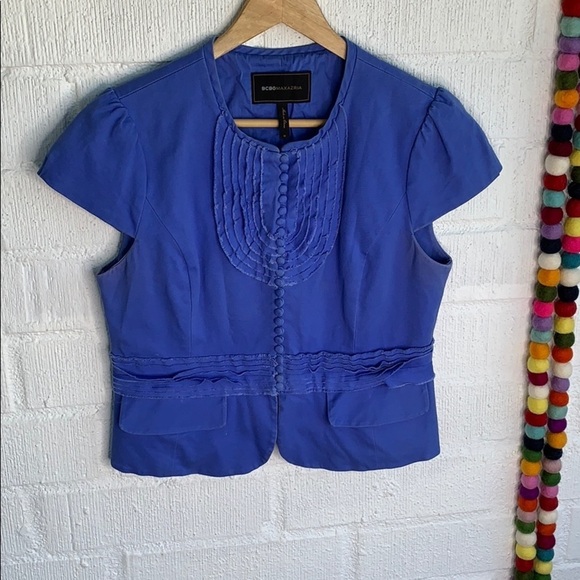 BCBGMaxAzria Embellished Detail Peplum Cap Sleeve Jacket Blazer M - Picture 1 of 7